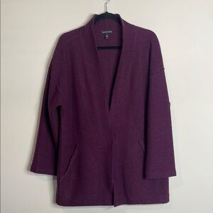Eileen Fisher | 100% Wool Thick Purple Cardigan Jacket Single Button Size Small